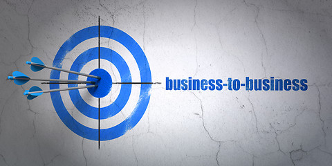 Image showing Finance concept: target and Business-to-business on wall background