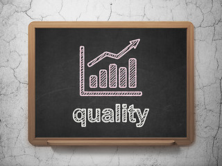 Image showing Marketing concept: Growth Graph and Quality on chalkboard background