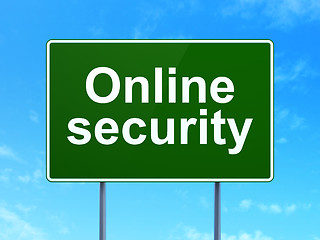 Image showing Safety concept: Online Security on road sign background