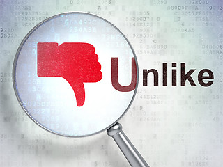 Image showing Social media concept: Thumb Down and Unlike with optical glass