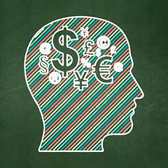 Image showing Finance concept: Head With Finance Symbol on chalkboard background