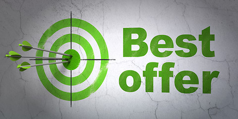 Image showing Business concept: target and Best Offer on wall background