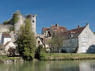 Image showing Montresor village and castle seen from the Indrois river, France