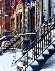 Image showing Colorful townhouses in Montreal