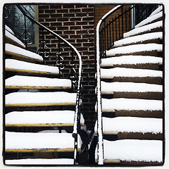 Image showing Staircases covered by snow