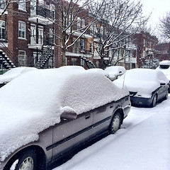 Image showing Cars covered by snow after the snowstorm