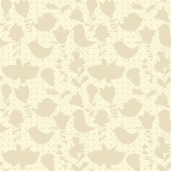 Image showing neutral floral wallpaper. plant swirls and curves