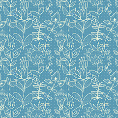 Image showing Seamless blue texture with flowers