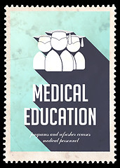 Image showing Medical Education on Blue in Flat Design.