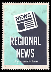 Image showing Regional News on Blue in Flat Design.