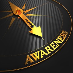 Image showing Awareness Concept on Golden Compass.