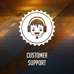 Image showing Customer Support on Triangle Background.