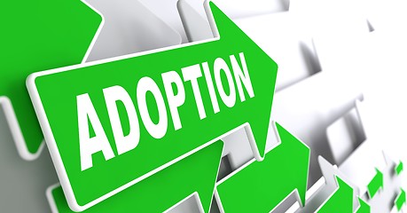 Image showing Adoption Word on Green Arrow.