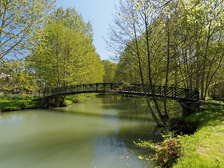 Image showing Metallic footbridge on the Indrois river, France