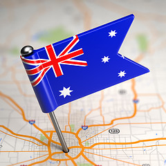 Image showing Australia Small Flag on a Map Background.