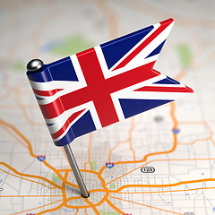 Image showing Great Britain Small Flag on a Map Background.