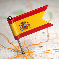 Image showing Spain Small Flag on a Map Background.