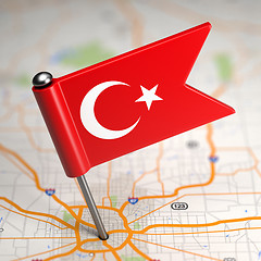 Image showing Turkey Small Flag on a Map Background.