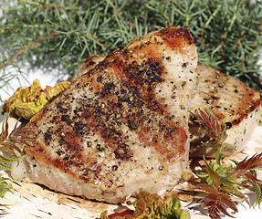 Image showing Grilled pork steaks