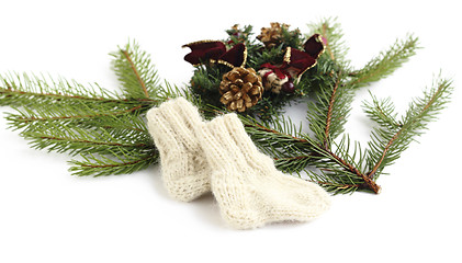 Image showing Baby knitted woolen socks