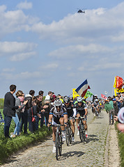 Image showing Group of Three Cyclists- Paris-Roubaix 2014