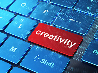 Image showing Advertising concept: Creativity on computer keyboard background