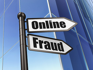 Image showing Safety concept: Online Fraud on Building background