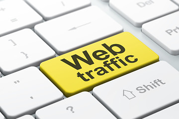 Image showing SEO web design concept: Web Traffic on computer keyboard backgro