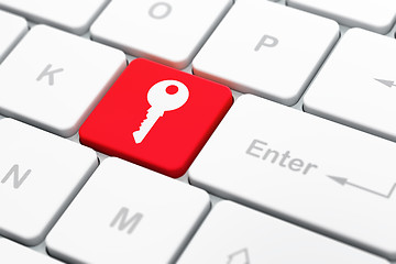 Image showing Privacy concept: Key on computer keyboard background