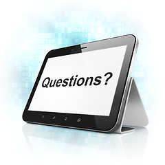 Image showing Education concept: Questions? on tablet pc computer