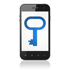 Image showing Security concept: Key on smartphone