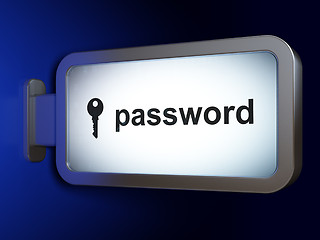 Image showing Protection concept: Password and Key on billboard background