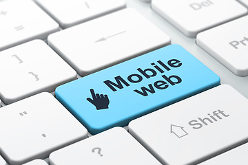 Image showing Web development concept: Mouse Cursor and Mobile Web on computer