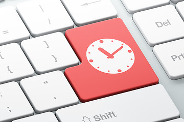 Image showing Time concept: Clock on computer keyboard background