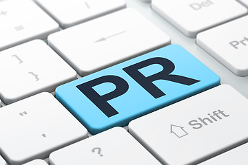 Image showing Marketing concept: PR on computer keyboard background