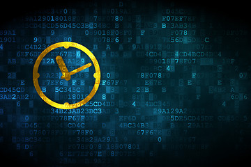 Image showing Timeline concept: Clock on digital background