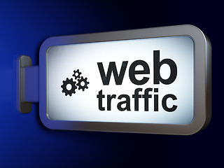 Image showing Web development concept: Web Traffic and Gears on billboard back
