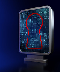 Image showing Protection concept: Keyhole on billboard background