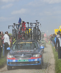 Image showing Row of Technical Vehicles- Paris- Roubaix 2014