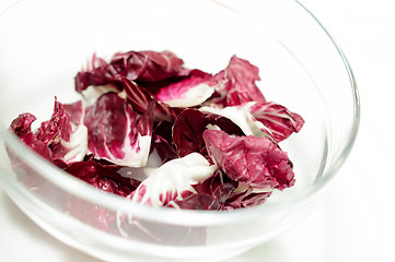 Image showing Radicchio salad in the bowl isolated