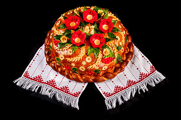 Image showing Ukrainian festive bakery Holiday Bread on black