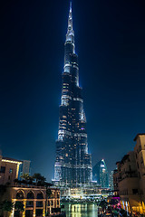 Image showing View on Burj Khalifa, Dubai, UAE, at night