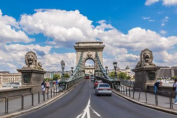 Image showing The Szechenyi Chain Bridge is a beautiful, decorative suspension