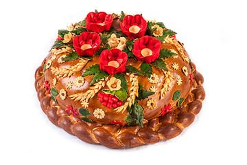 Image showing Ukrainian festive bakery Holiday Bread on white