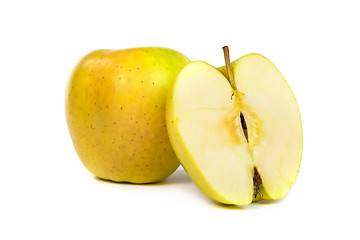 Image showing Cross section of green apple, showing pips, and core