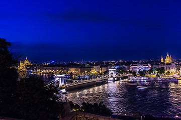 Image showing Panorama of Budapest, Hungary, with the Chain Bridge and the Par