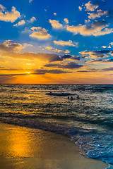 Image showing Dubai sea and beach, beautiful sunset at the beach