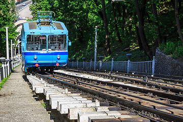 Image showing Funicular trains moving on the hill