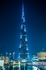 Image showing View on Burj Khalifa, Dubai, UAE, at night