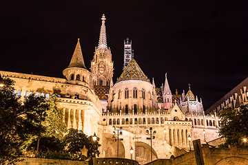 Image showing Fisherman's bastion night view, Budapest, Hungary